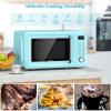 COSTWAY Retro Countertop Microwave Oven, 0.7Cu.ft, 700-Watt, High Energy Efficiency, 5 Micro Power, Delayed Start Function, with Glass Turntable & Viewing Window, LED Display, Child Lock (Green) view 3