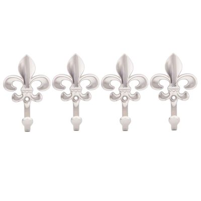 Ulifestar Bathroom Towel Hooks, Decorative Wall Hooks Coat Hooks Heavy Duty Metal Hooks Wall Mounted Hanging Hooks for Hanging Key Purse Robe Hat Scarf Belt Handbag Cup Mug 4Pack Silver