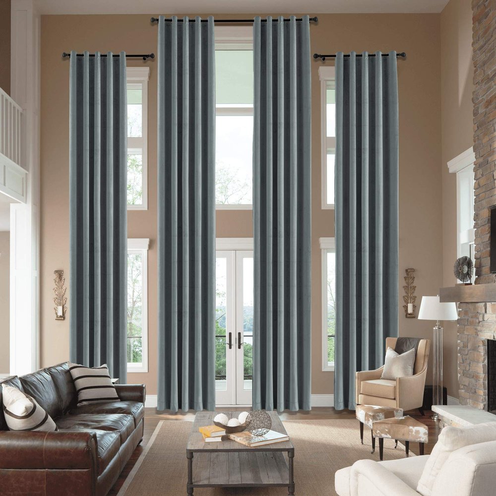 cololeaf Home Decor Velvet Curtain 96 Inches Long Grommet Curtain Panel Window Treatment for Living Room - Extra Wide Curtain for Hall Guest Room - Natural Grey 100W x 96L Inch (1 Panel)