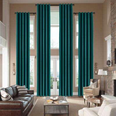 cololeaf Home Decor Velvet Curtain 96 Inches Long Grommet Curtain Panel Window Treatment for Living Room - Extra Wide Curtain for Hall Guest Room - Everglade Teal 100W x 96L Inch (1 Panel)