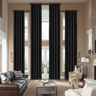 cololeaf Home Decor Velvet Curtain 96 Inches Long Grommet Curtain Panel Window Treatment for Living Room - Extra Wide Curtain for Hall Guest Room - Warm Black 100W x 96L Inch (1 Panel)