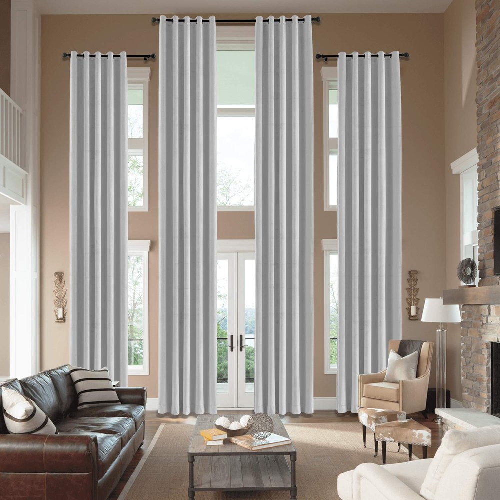 cololeaf Home Decor Velvet Curtain 96 Inches Long Grommet Curtain Panel Window Treatment for Living Room - Extra Wide Curtain for Hall Guest Room - Silver Grey 100W x 96L Inch (1 Panel)
