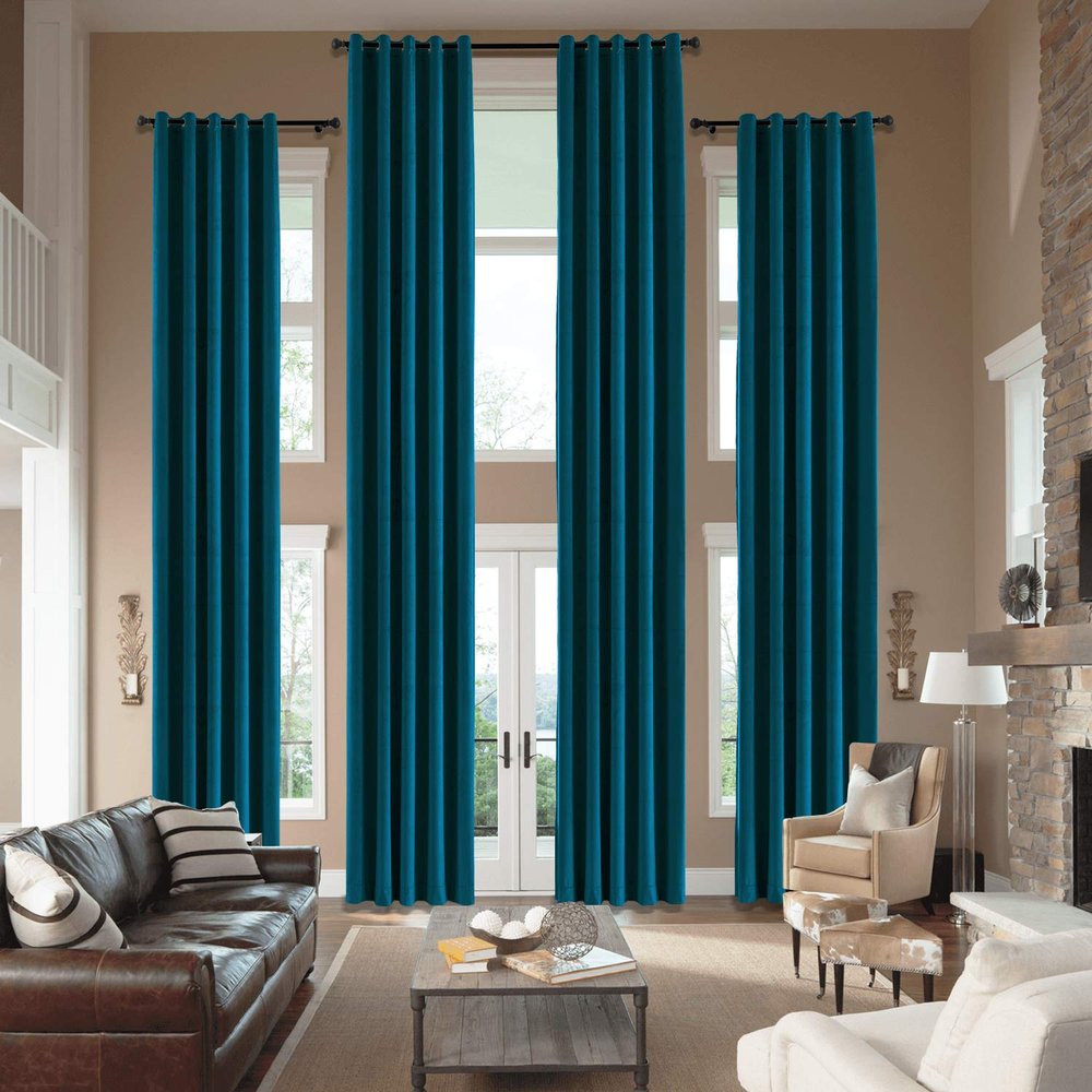 cololeaf Home Decor Velvet Curtain 96 Inches Long Grommet Curtain Panel Window Treatment for Living Room - Extra Wide Curtain for Hall Guest Room - Midnight Blue 100W x 96L Inch (1 Panel)