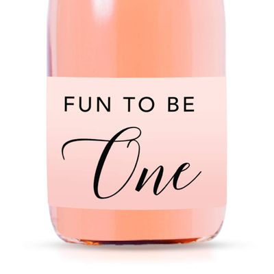 Andaz Press Blush Pink Rose Elegant Party Baby Girl's 1st Birthday Collection, Waterproof Mini Champagne Wine or Milk Bottle Labels, Fun to Be One, 20-Pack, Party Favors Decor Gift Ideas