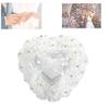 Valentine's Day Carnival Wedding Ring Cushion, Wedding Ring Pillow, Ring Pillow for Wedding Ceremony, Romantic Heart-Shaped Wedding Ring Box Rose Rhinestone Decor Ring Pillow Cushion(White) view 1