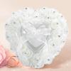 Valentine's Day Carnival Wedding Ring Cushion, Wedding Ring Pillow, Ring Pillow for Wedding Ceremony, Romantic Heart-Shaped Wedding Ring Box Rose Rhinestone Decor Ring Pillow Cushion(White) view 2