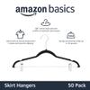 Amazon Basics Velvet Non-Slip Skirt Clothes Hangers with Clips, 360 Degree Rotatable Hook, Sturdy Construction, Organize Pants and Skirts, Black/Silver, 50-Pack view 2