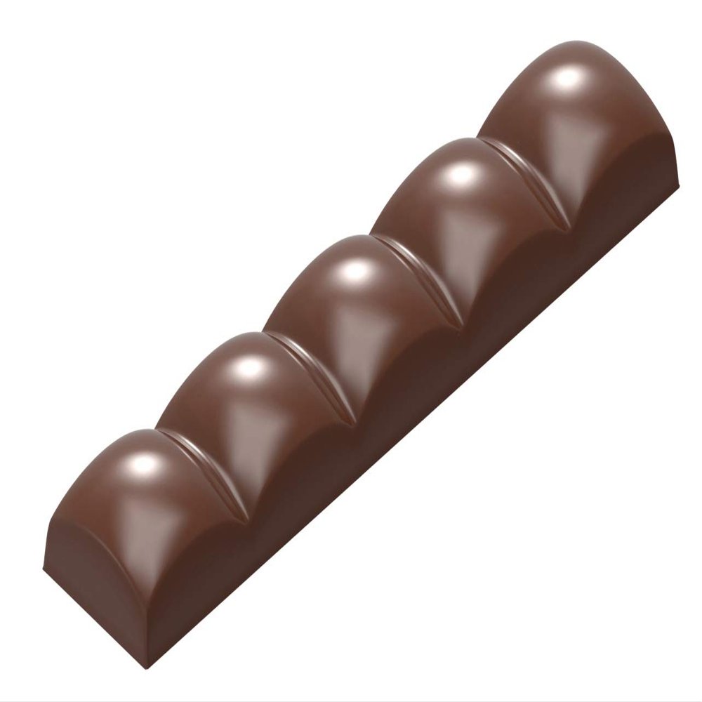 Chocolate World 1899 Polycarbonate Chocolate Mold Rounded-Top-Squares-Bar Candy Mould with 8 Cavities, Each 117.5mm x 23.5mm x 14mm High