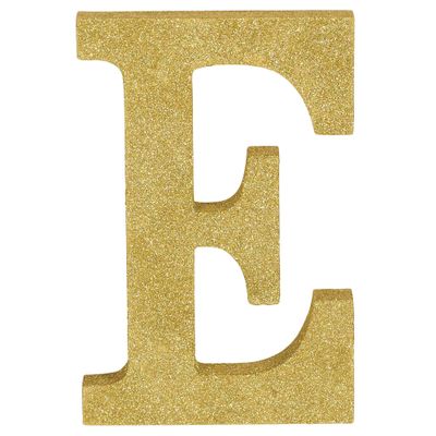 Stunning Gold Glitter MDF Letter "E" - 8.86" x 7.25" (1 Pc.) - Premium Quality & Durable Material - Unique & Ready-to-Use Party Decor - Perfect for Parties & Events