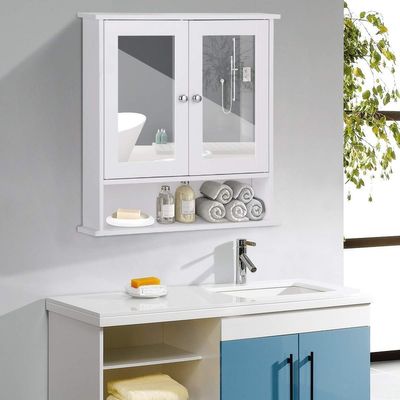 Multi-Function Toilet Wall Cabinet with Double Mirror Doors, Space-Saving Storage, Sturdy and Durable, Suitable for Bathroom, Kitchen