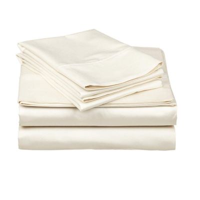 100% Cotton with Sateen Finish Bed Sheets, 4 Pieces Sheet Set - Easy Fit 400 TC, Breathable & Bedding Sheets Fits Upto 15 Inches Deep Pocket Mattress, Size: TwinXL, Color: Ivory Solid