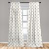 Ambesonne Fleur De Lis Curtains, Repeated Abstract Floral Old Antique Royal Forms in Checkered Effect, Window Treatments 2 Panel Set for Living Room Bedroom, Pair of - 28" x 84", White Camel view 3