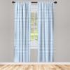 Ambesonne Checkered Curtains, Gingham Motif with Little Hearts Pastel Blue Shower Theme, Window Treatments 2 Panel Set for Living Room Bedroom, Pair of - 28" x 95", Blue view 2