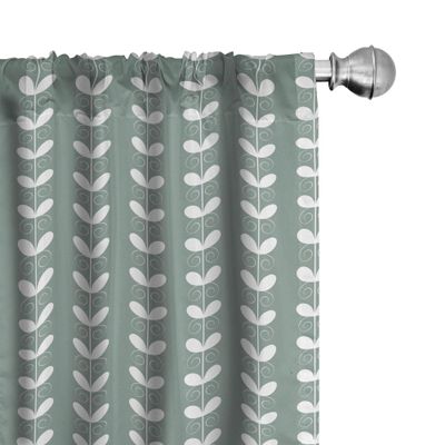 Ambesonne Nature Curtains, Retro Textured French Late Baroque Style Tulip Branches Botany Inspired, Window Treatments 2 Panel Set for Living Room Bedroom, Pair of - 28" x 95", Green White