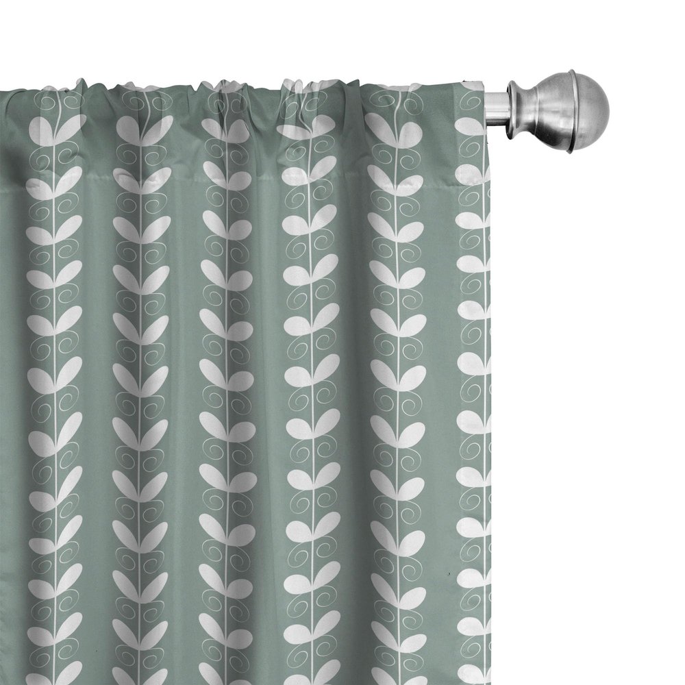 Ambesonne Nature Curtains, Retro Textured French Late Baroque Style Tulip Branches Botany Inspired, Window Treatments 2 Panel Set for Living Room Bedroom, Pair of - 28" x 95", Green White