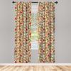 Ambesonne Christmas Curtains, Vivid Colorful Xmas Theme Pine Cones Branches Gingerbread Man Berry Image Print, Window Treatments 2 Panel Set for Living Room Bedroom, Pair of - 28" x 63", Red Beige view 2
