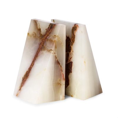 Executive Solid Marble Onyx Wedge Bookends