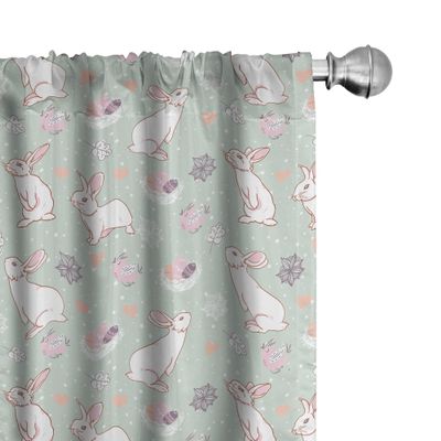 Ambesonne Easter Curtains, White Rabbits Smelling The Fresh Spring Air Flowers Eggs and Hearts in Pastel Colors, Window Treatments 2 Panel Set Living Room Bedroom, Pair of - 28" x 95", Pale Seafoam