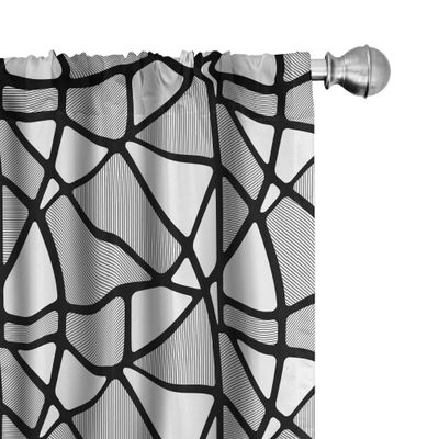 Ambesonne Black and White Window Curtains, Geometrical Pattern with Abstract Design Thick and Thin Lines Tile, Lightweight Decor 2-Panel Set with Rod Pocket, Pair of - 28" x 95", Charcoal White
