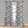 Ambesonne Black and White Window Curtains, Geometrical Pattern with Abstract Design Thick and Thin Lines Tile, Lightweight Decor 2-Panel Set with Rod Pocket, Pair of - 28" x 95", Charcoal White view 3