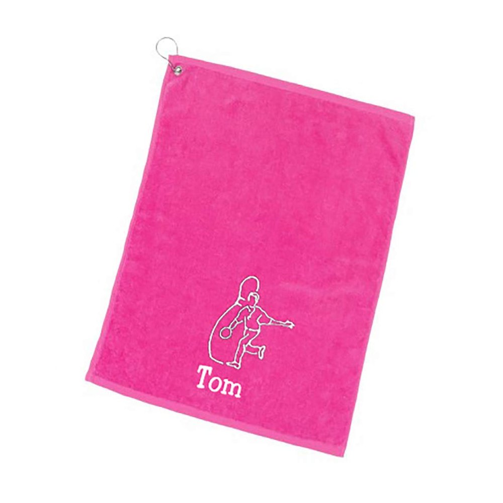 101 BEACH Personalized Cotton Bowling Towel with Embroidered Name with Clip (Pink - Embroidered Name)