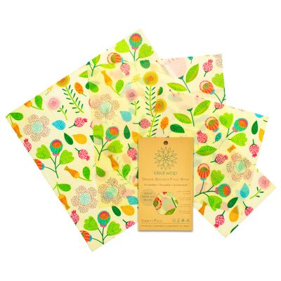 Ideal Wrap Premium Organic Beeswax Food Wrap (Garden Party, 4 pack)