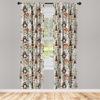 Ambesonne Cartoon Window Curtains, Repeating Pattern of Forest Animals and Bear Owl Squirrel Motif, Lightweight Decor 2-Panel Set with Rod Pocket, Pair of - 28" x 84", Coconut view 2