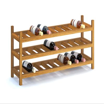 INTERBUILD Solid Hardwood Wine Rack Storage Shelf 3-Tier Stackable Freestanding Wine Bottle Holder 30 Bottles, Golden Teak