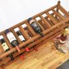 INTERBUILD Solid Hardwood Wine Rack Storage Shelf 3-Tier Stackable Freestanding Wine Bottle Holder 30 Bottles, Golden Teak view 2