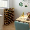 INTERBUILD Solid Hardwood Wine Rack Storage Shelf 3-Tier Stackable Freestanding Wine Bottle Holder 30 Bottles, Golden Teak view 4