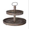 Deluxe Lamp Distressed Antique White Wood Metal Handle 2-Tier Wooden Tray Dining Table Counter Home Decor (Antique Brown) view 1