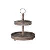 Deluxe Lamp Distressed Antique White Wood Metal Handle 2-Tier Wooden Tray Dining Table Counter Home Decor (Antique Brown) view 2