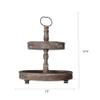 Deluxe Lamp Distressed Antique White Wood Metal Handle 2-Tier Wooden Tray Dining Table Counter Home Decor (Antique Brown) view 3