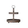 Deluxe Lamp Distressed Antique White Wood Metal Handle 2-Tier Wooden Tray Dining Table Counter Home Decor (Antique Brown) view 4