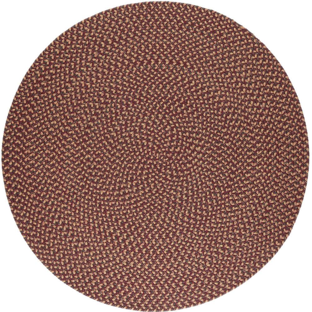 Super Area Rugs Braided Rug Sanibel Indoor/Outdoor Braided Classic American Made Carpet, Garnet Tweed, 6' Round