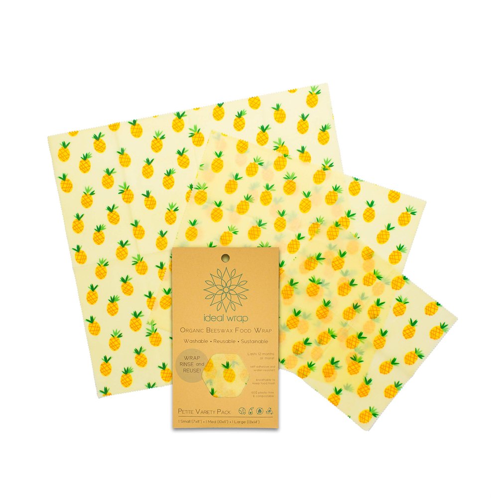 Ideal Wrap Premium Organic Beeswax Food Wrap (Just Pineapples, 3 Pack)