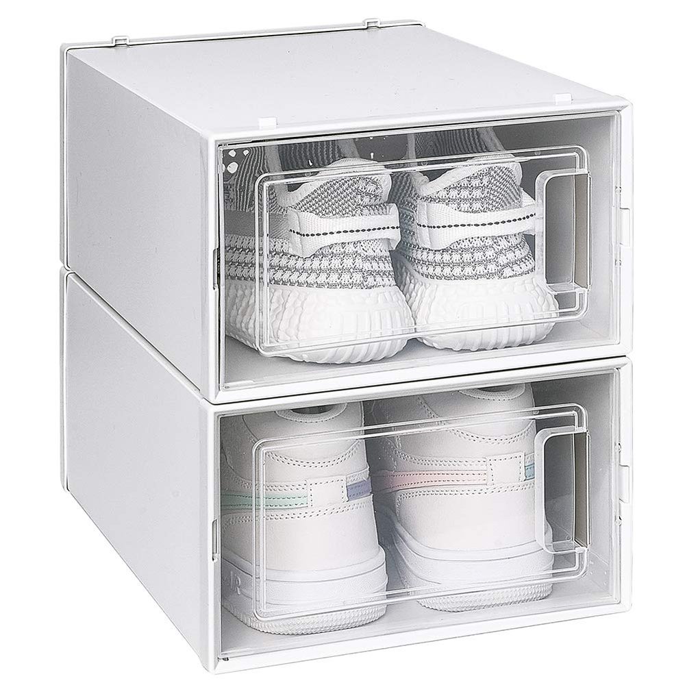 OnDisplay Clik Stackable Interlocking Shoe Box System (Standard White/White, Set of 2)
