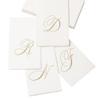 Caspari White Pearl & Gold Paper Linen Boxed Guest Towel Napkins in Letter Y - Three Packs of 24 view 2