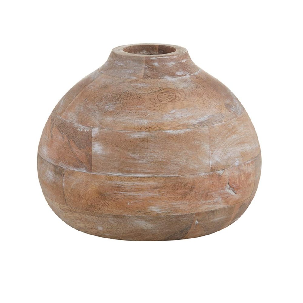 47th & Main Distressed Decorative Flower Vase, Large, Mango Wood