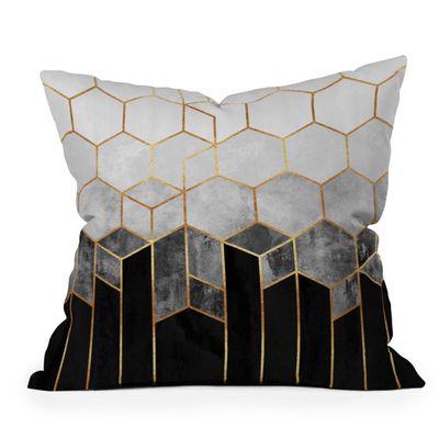 Society6 Throw Pillows with Pillow Insert - Home Decor by Elisabeth Fredriksson - Decorative Accent Pillows for Couch or Bed, 16 x 16, Charcoal Hexagons