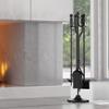 Fire Beauty Fireplace Tools Set 5 Pieces Wrought Iron Fireset Woodstove Log Tongs Holder Fire Kit Setwith Pedestal Place(32 Inches) view 2