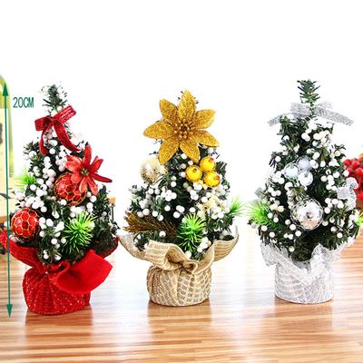Ewer 3Pcs Tabletop Mini Christmas Tree Artificial Small Xmas Tree Decor with Ornaments Miniature Tree with Ball, Snow and Baubles for Crafts Home Desktop Desk Festive Holiday Decoration, 6.3" Tall