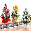 Ewer 3Pcs Tabletop Mini Christmas Tree Artificial Small Xmas Tree Decor with Ornaments Miniature Tree with Ball, Snow and Baubles for Crafts Home Desktop Desk Festive Holiday Decoration, 6.3" Tall view 2