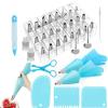42 Pieces Piping Bag an42 Pieces Piping Bag and Nozzle Set for Cupcakes Cookies Decorating Include 2 Reusable Piping Bags, Flower Nails, 2 Couplers, Cleaning Brush, 3 Plastic Scrapers, Stainless Steel view 1