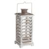 Benjara Wood and Metal Lanterns with Louvered Design, Set of 2, White view 2
