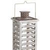 Benjara Wood and Metal Lanterns with Louvered Design, Set of 2, White view 3