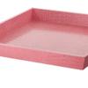 Benjara Wood and Leatherette Decorative Serving Tray with Raised Sides, Pink view 4