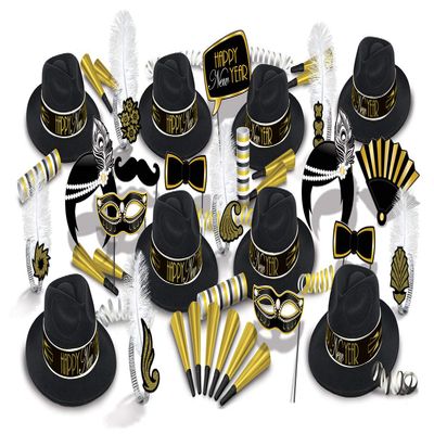 Beistle New Years Hats, One Size, Black/Gold/White