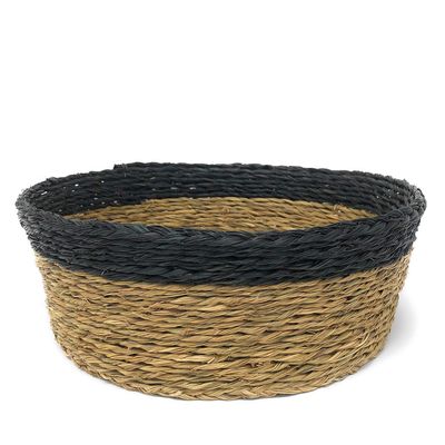 Gone Rural Swaziland African Fair Trade Handwoven 8-inch Bread Basket, Black