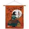 Breeze Decor HS191024-BO-03 Witch is in Fall Halloween Decorative Vertical House 28" x 40", Large Flag Set w Indoor Hanger view 1
